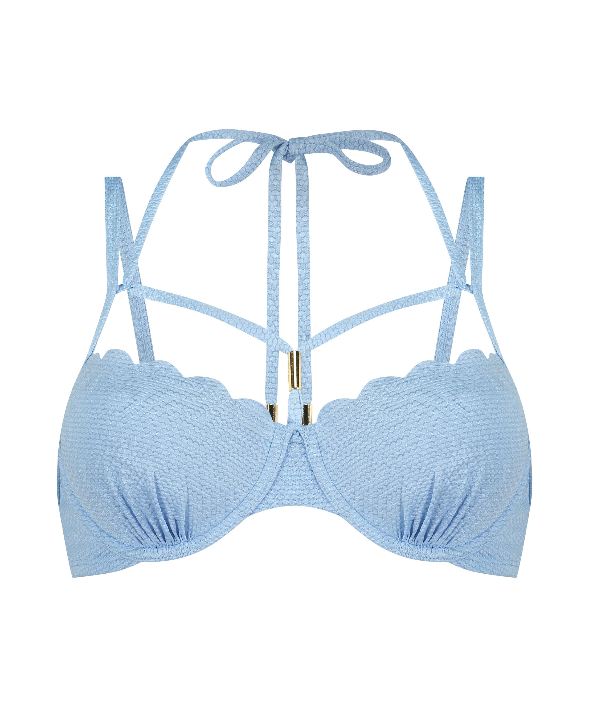 Scallop Padded Underwired Bikini Top, Blue