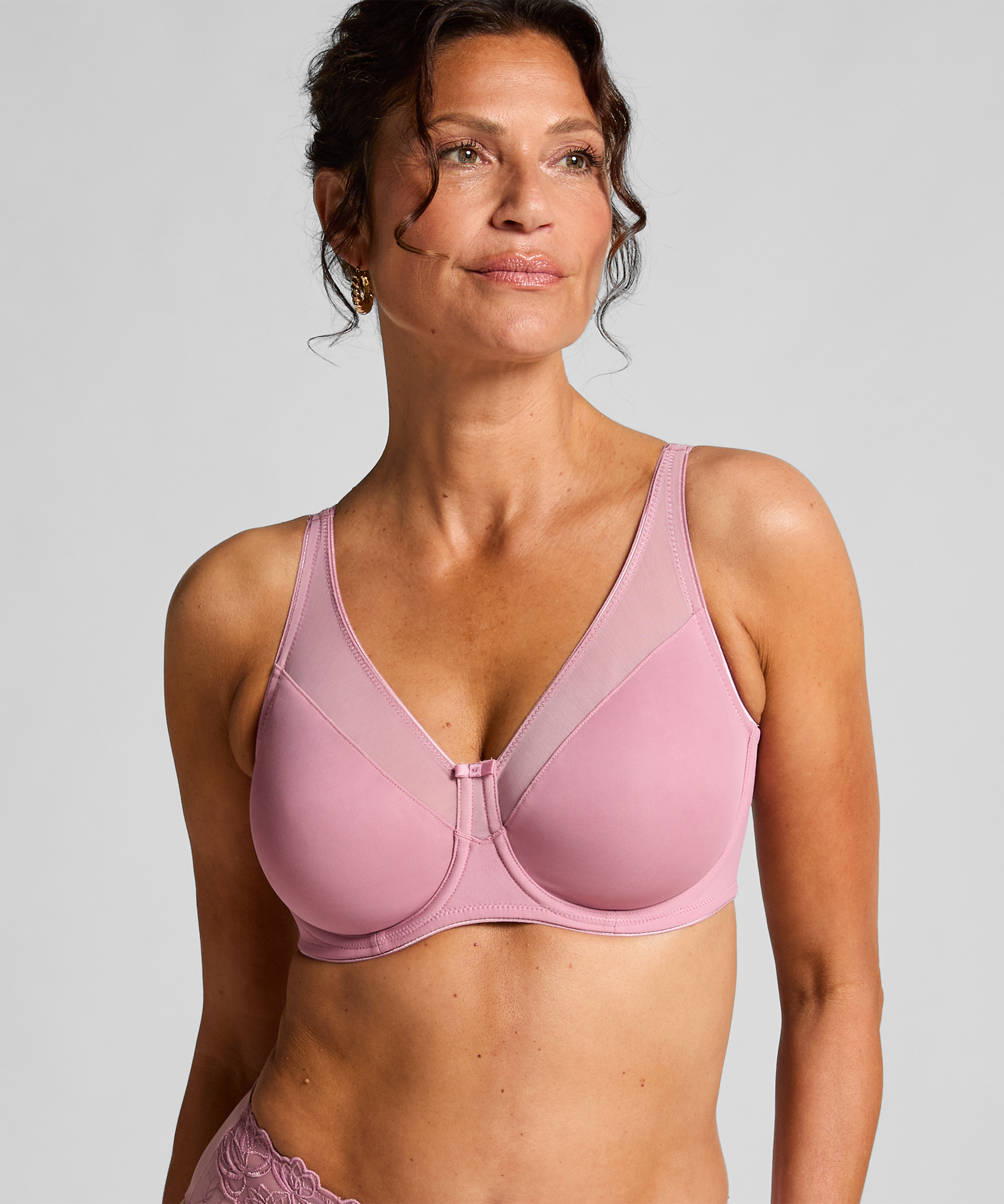 Nina Non-Padded Underwired Minimizer Bra, Pink, main