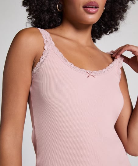 Cami Rib Lace, Pink