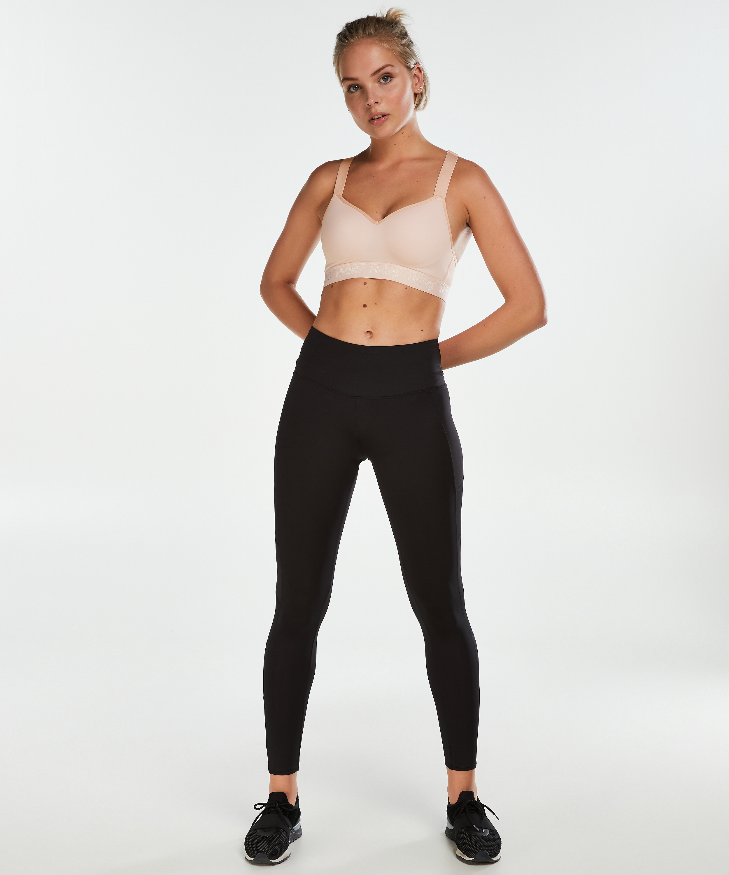 HKMX High waisted sport legging mesh, Black, main