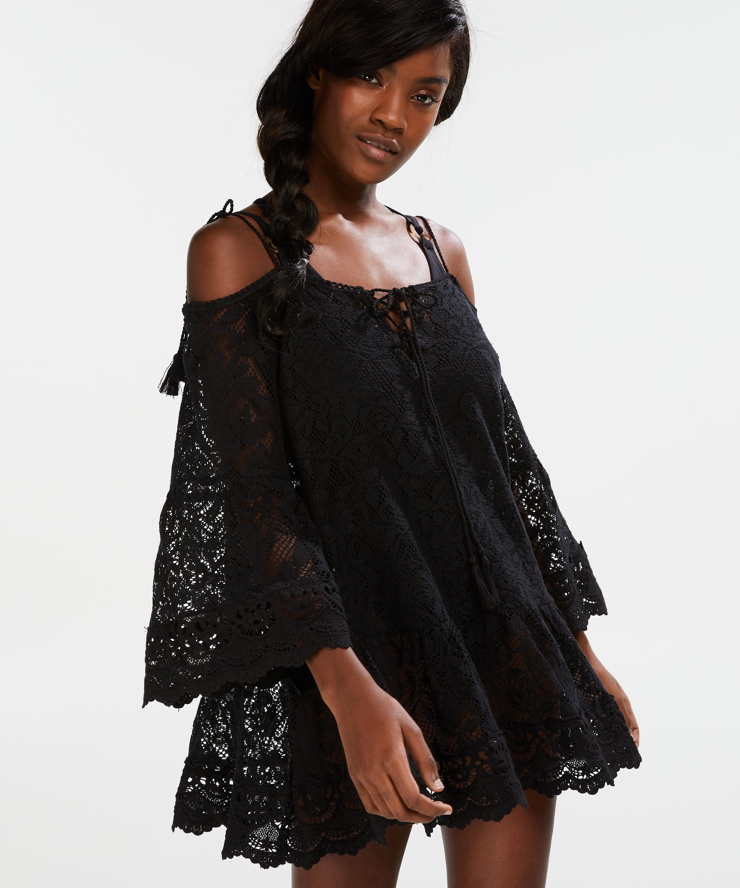 Allover Lace Tunic, Black, main