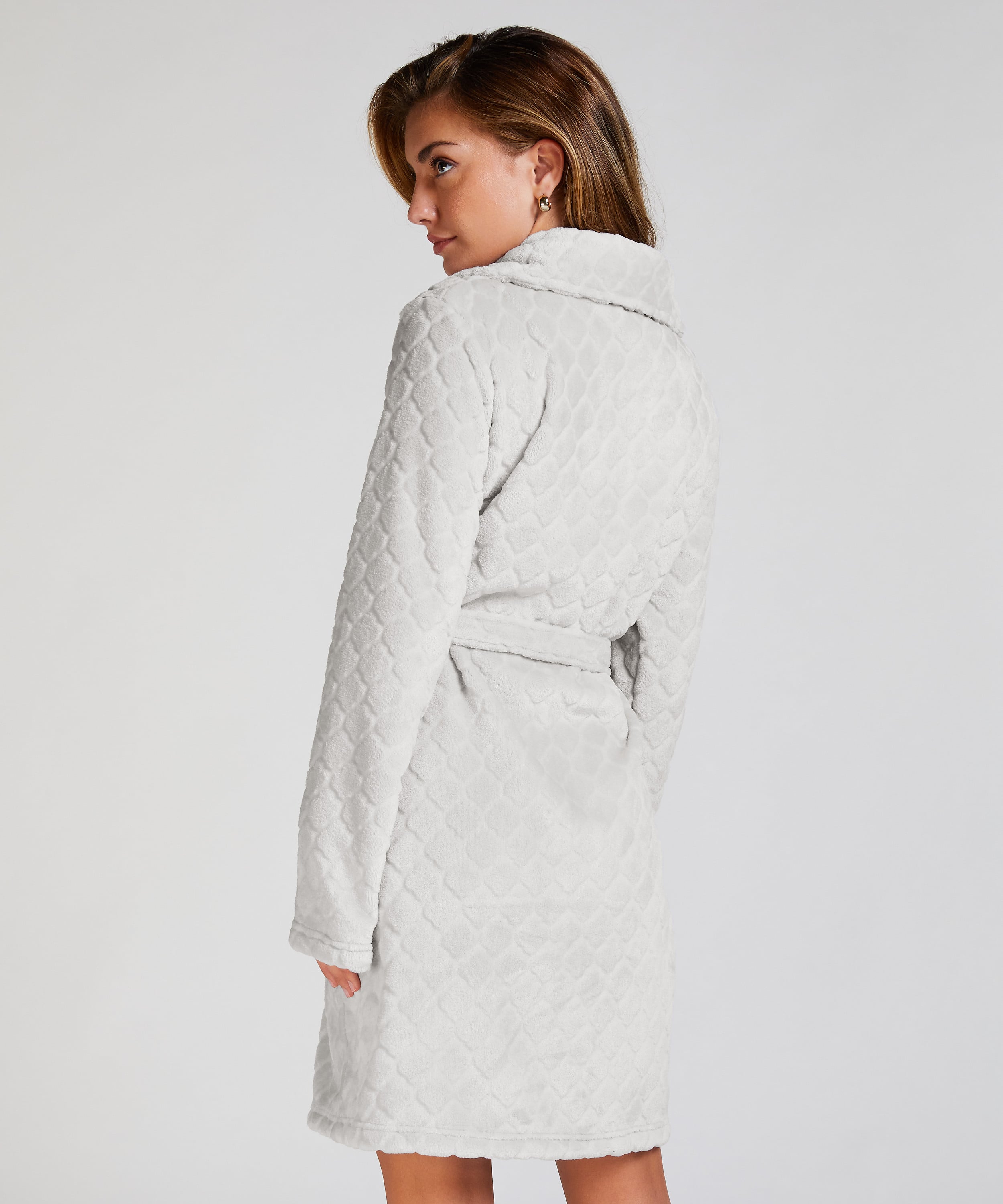 Fleece Zip Bathrobe, Gray, main