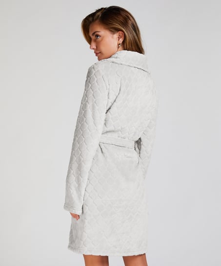 Fleece Zip Bathrobe, Gray