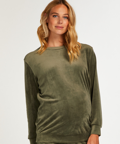 Velvet maternity top, Green