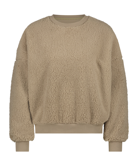 Teddy Fleece Top, Brown