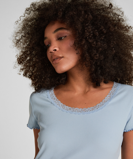 Pyjama Top Jersey Rib, Blue