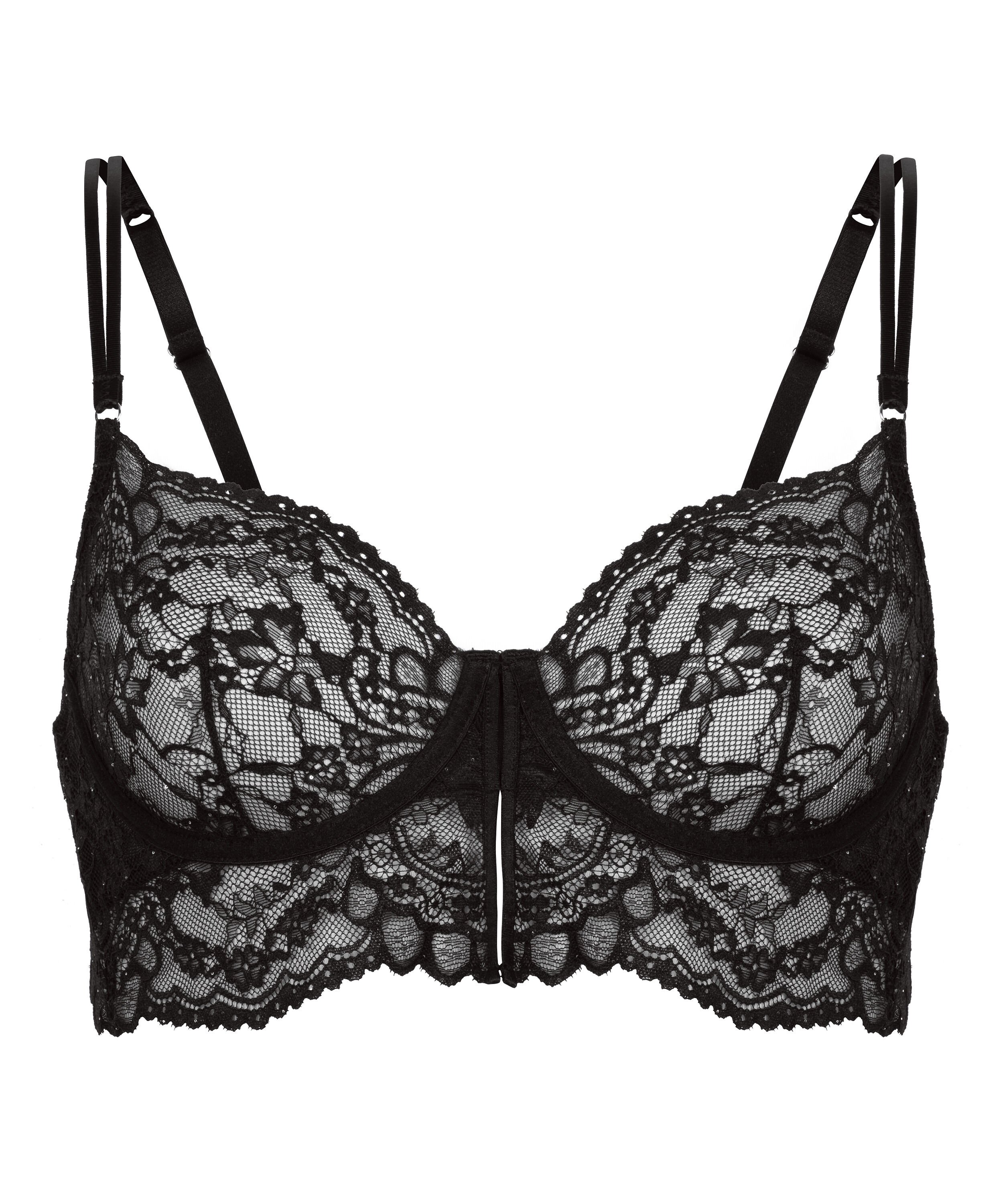 Sabrina Non-Padded Underwired Longline Bra, Black