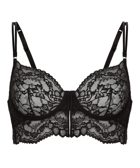 Sabrina Non-Padded Underwired Longline Bra, Black
