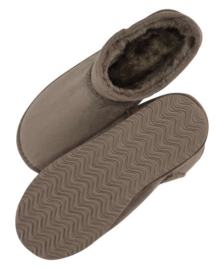 Faux Suede Slippers, Brown