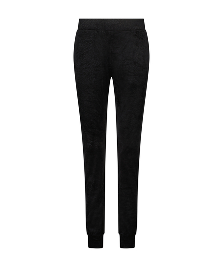 Petite Velours Jogging Bottoms, Black