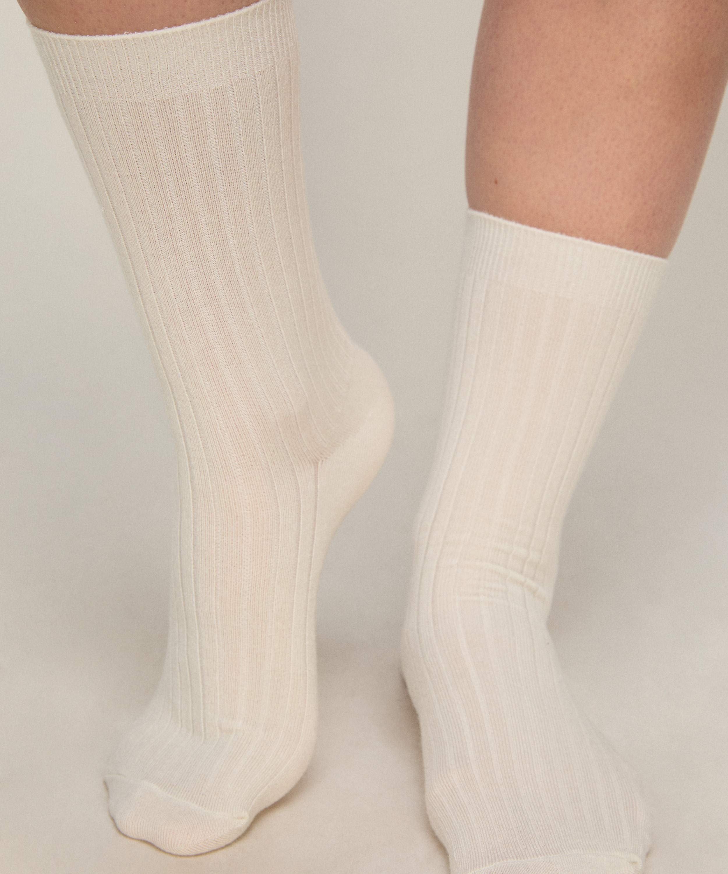 Cashmere Blend Ribbed Socks, Off white, main