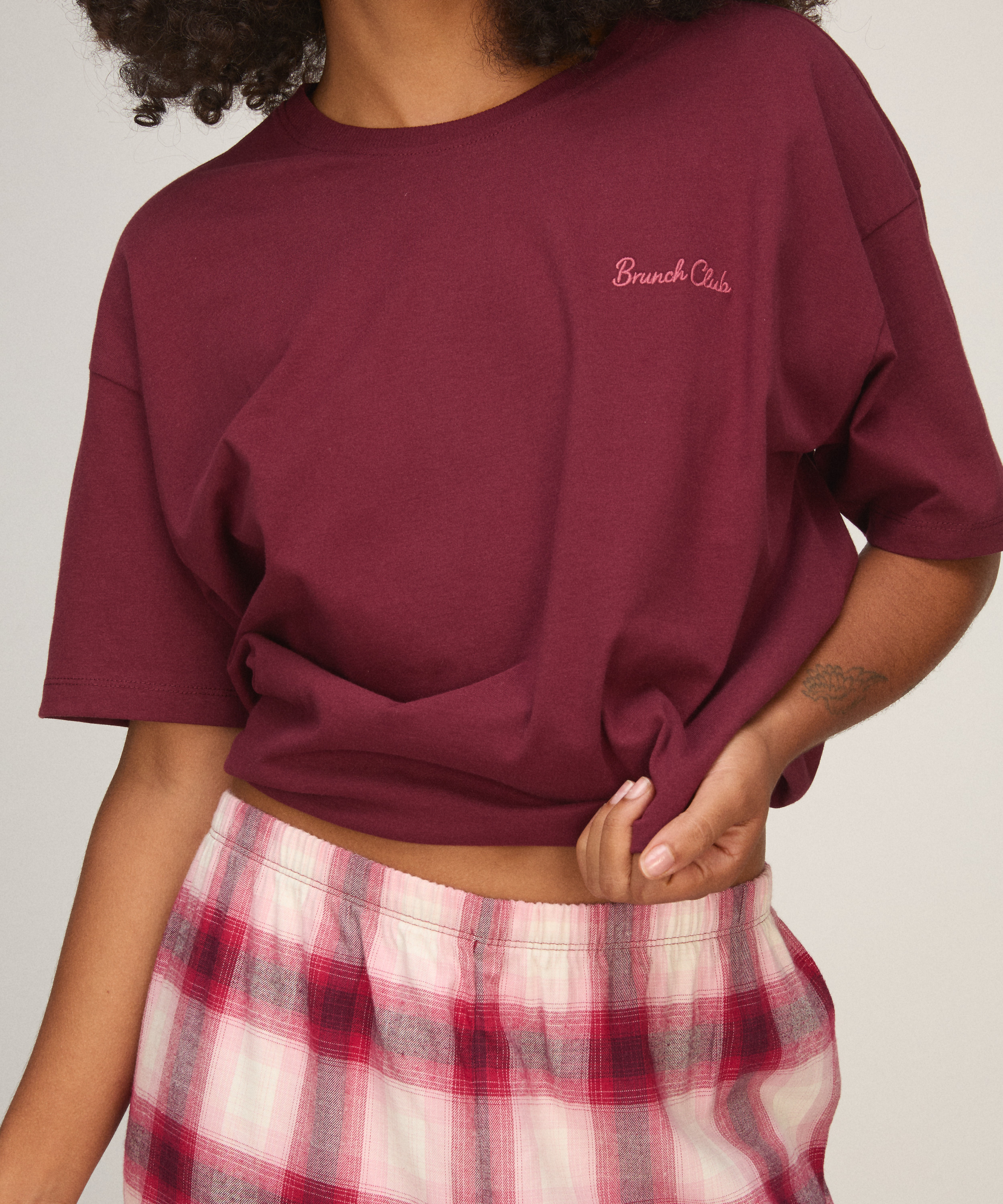 Pyjama Set Check, Purple, main