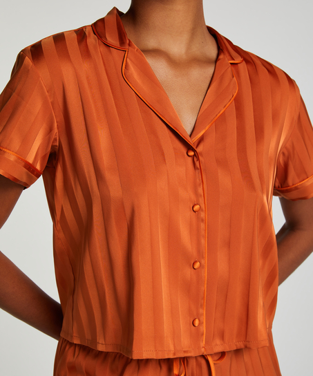 Satin Short-Sleeved Jacket, Orange