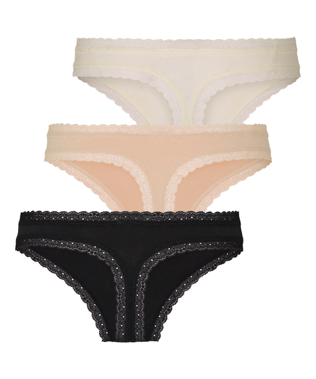 Multipack Cotton Thong, Beige