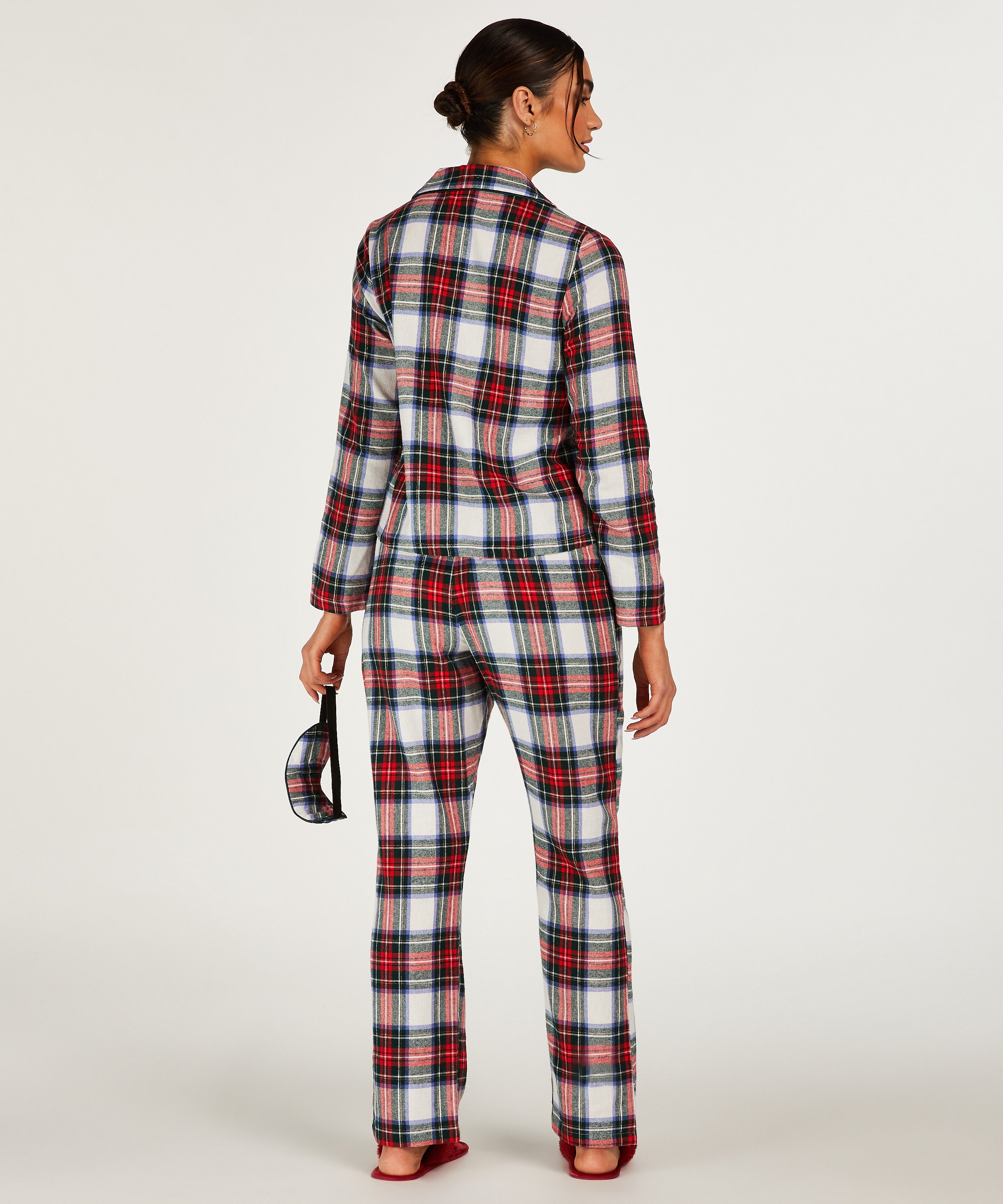Twill Check Pyjama Set, White, main