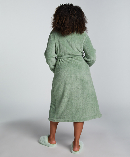 Long Fleece Bathrobe, Green