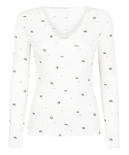 Pointelle Pyjama Top, White