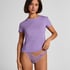 Ribbed Crew Neck Short-Sleeved Pyjama Top, Purple