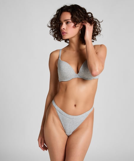 Cotton Padded Underwired Push-Up Bra, Gray
