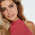 Seamless high neck rib top, Pink