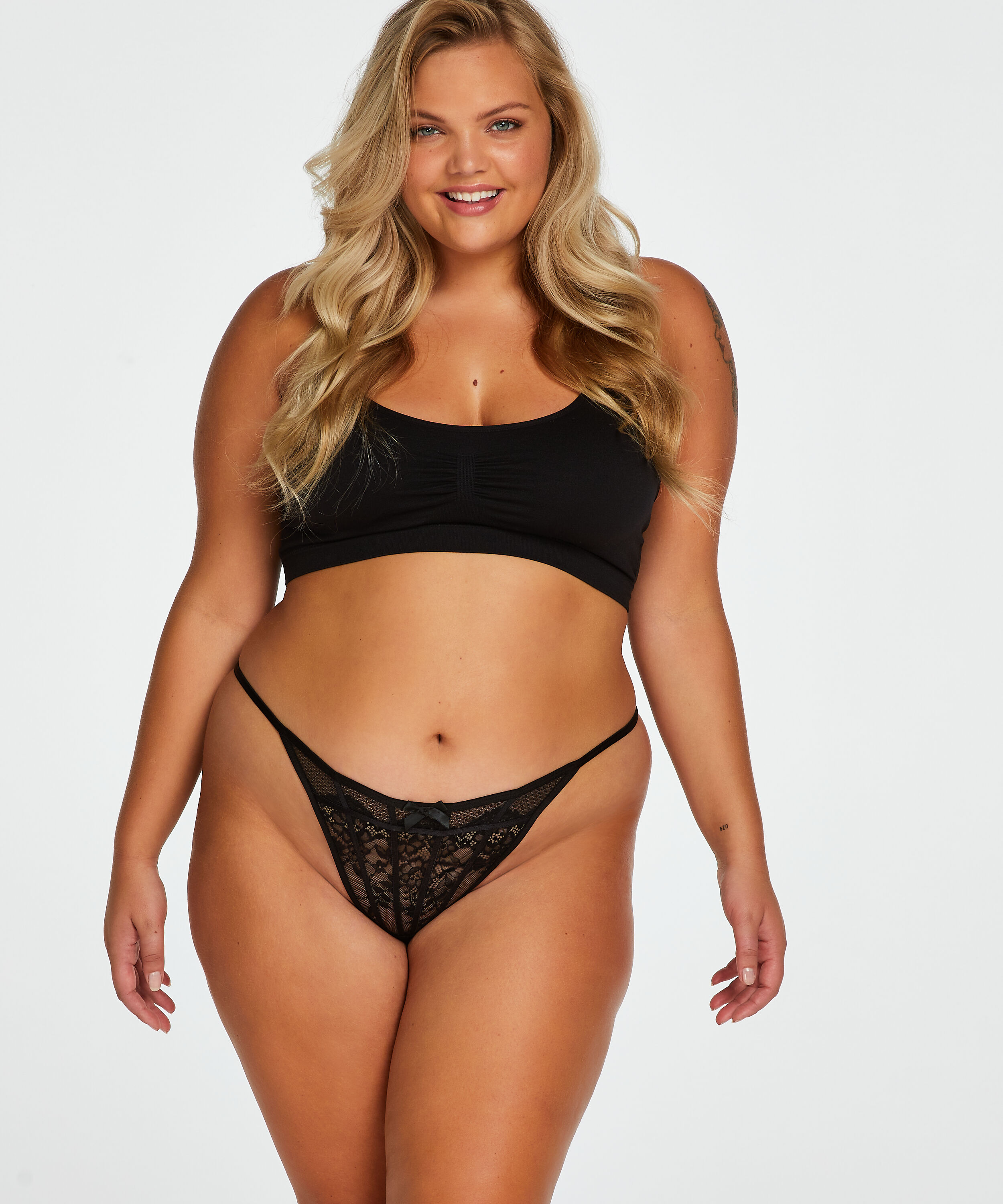 Louisa high leg Thong, Black