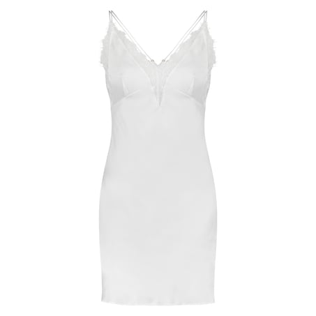 Satin Lily slip dress, White