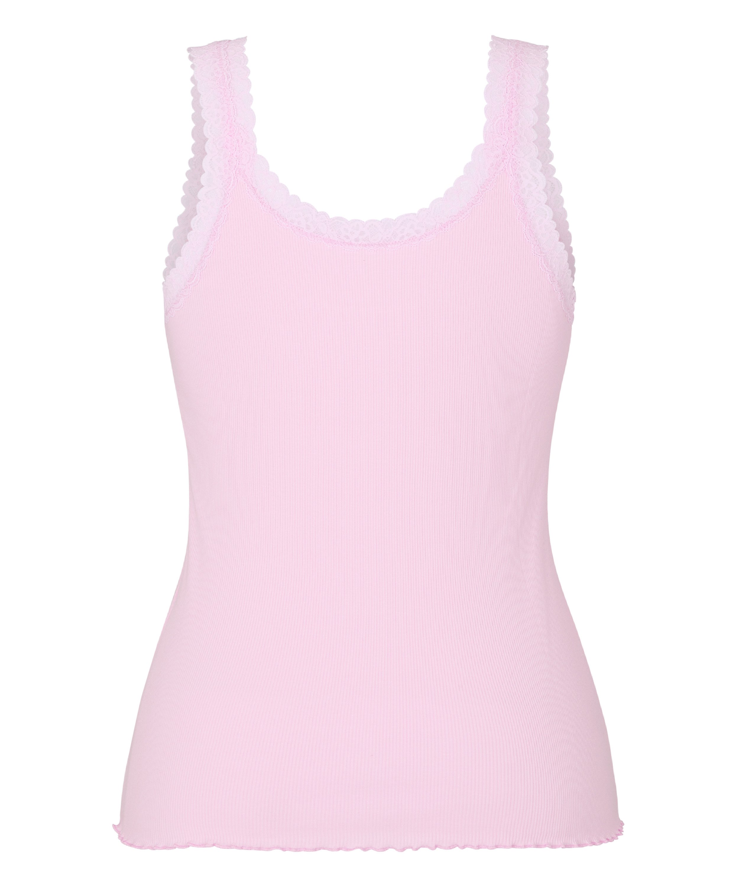 Singlet Rib Jersey Lace, Pink, main
