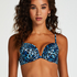 Leo padded underwired bikini top, Blue