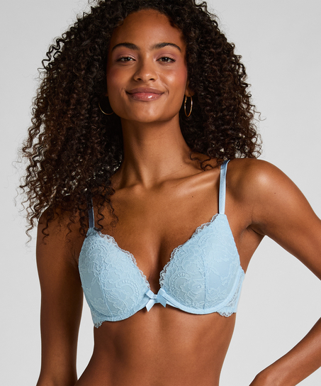 Teddy Padded Push-Up Underwired Bra, Blue