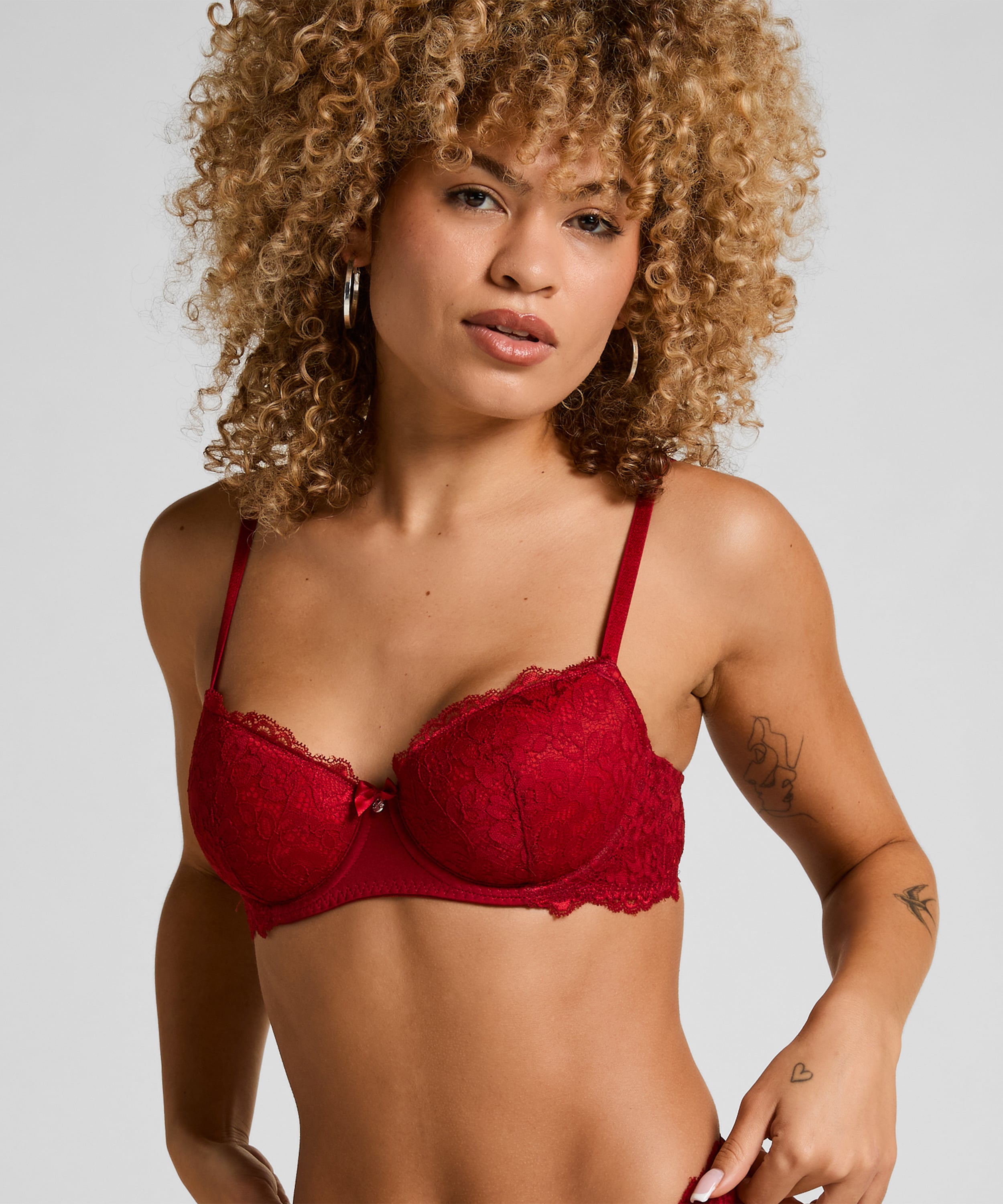 Marine Padded Underwired Bra, Red, main