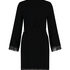 Short Viscose Lace Robe, Black