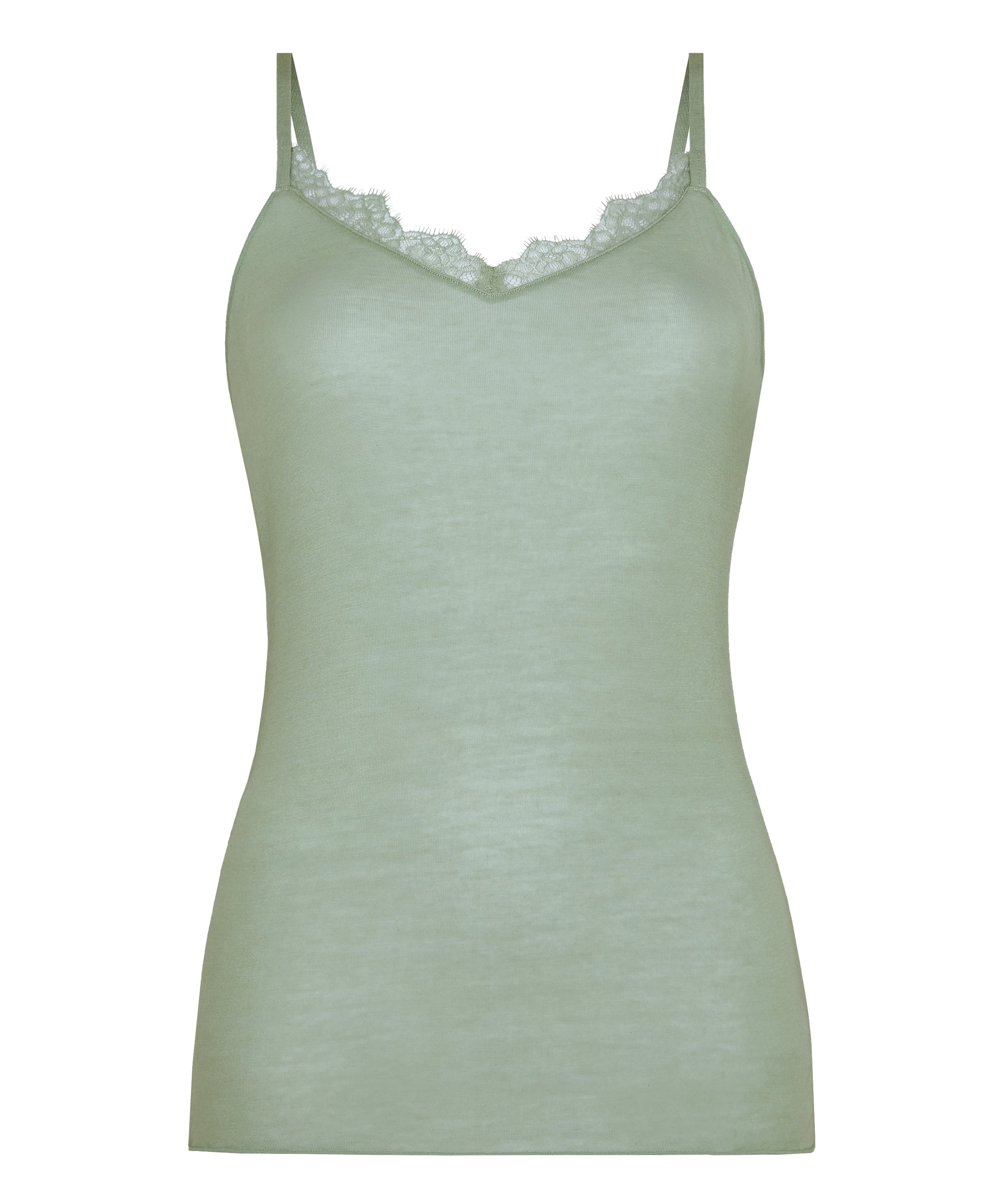 super soft Lace V-Neck cami with Cashmere, Green, main