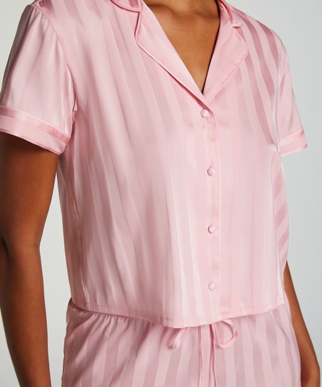 Satin Short-Sleeved Jacket, Pink