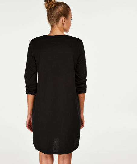 Round Neck Nightshirt, Black