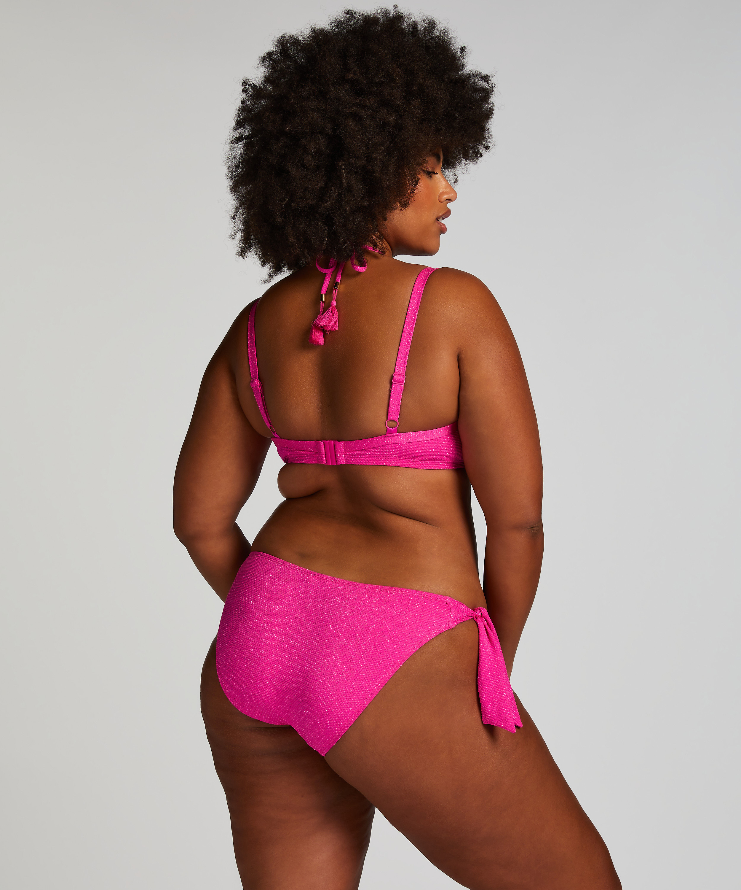 Scallop Lurex Bikini Top, Pink, main