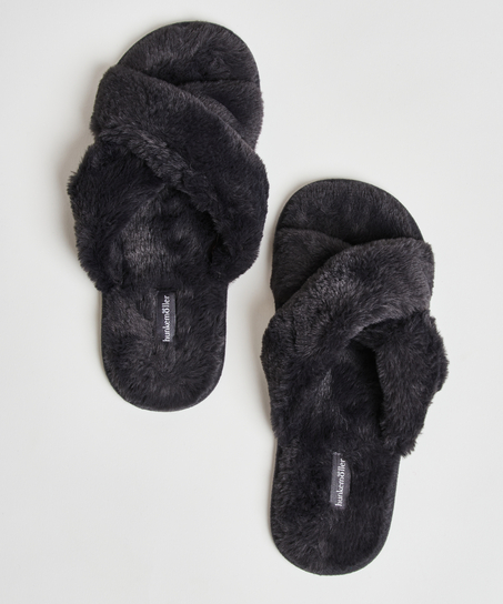 Cross Straps Indoor Sandals, Gray