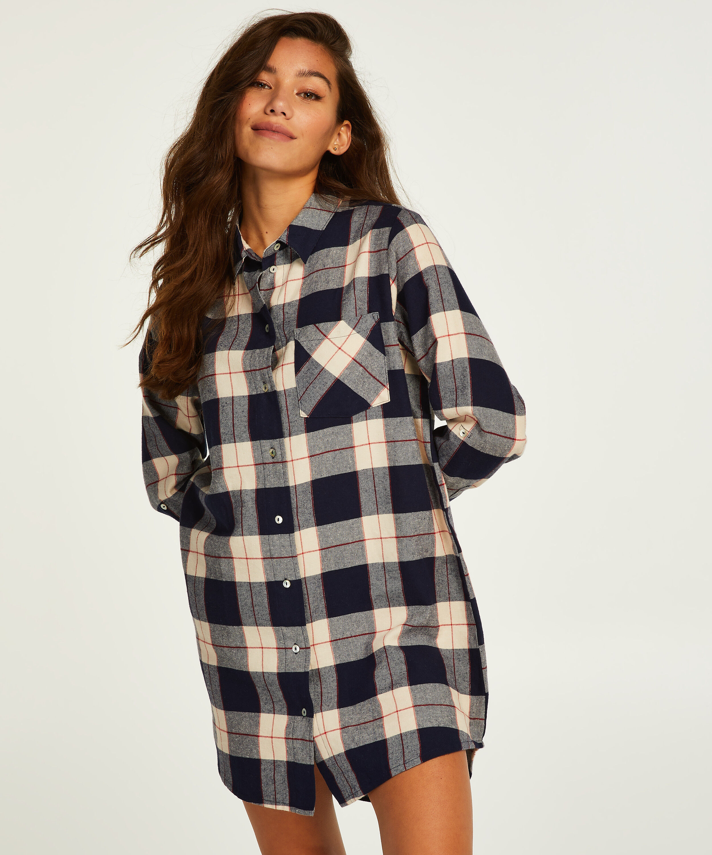 Boyfriend Check Nightshirt, Blue