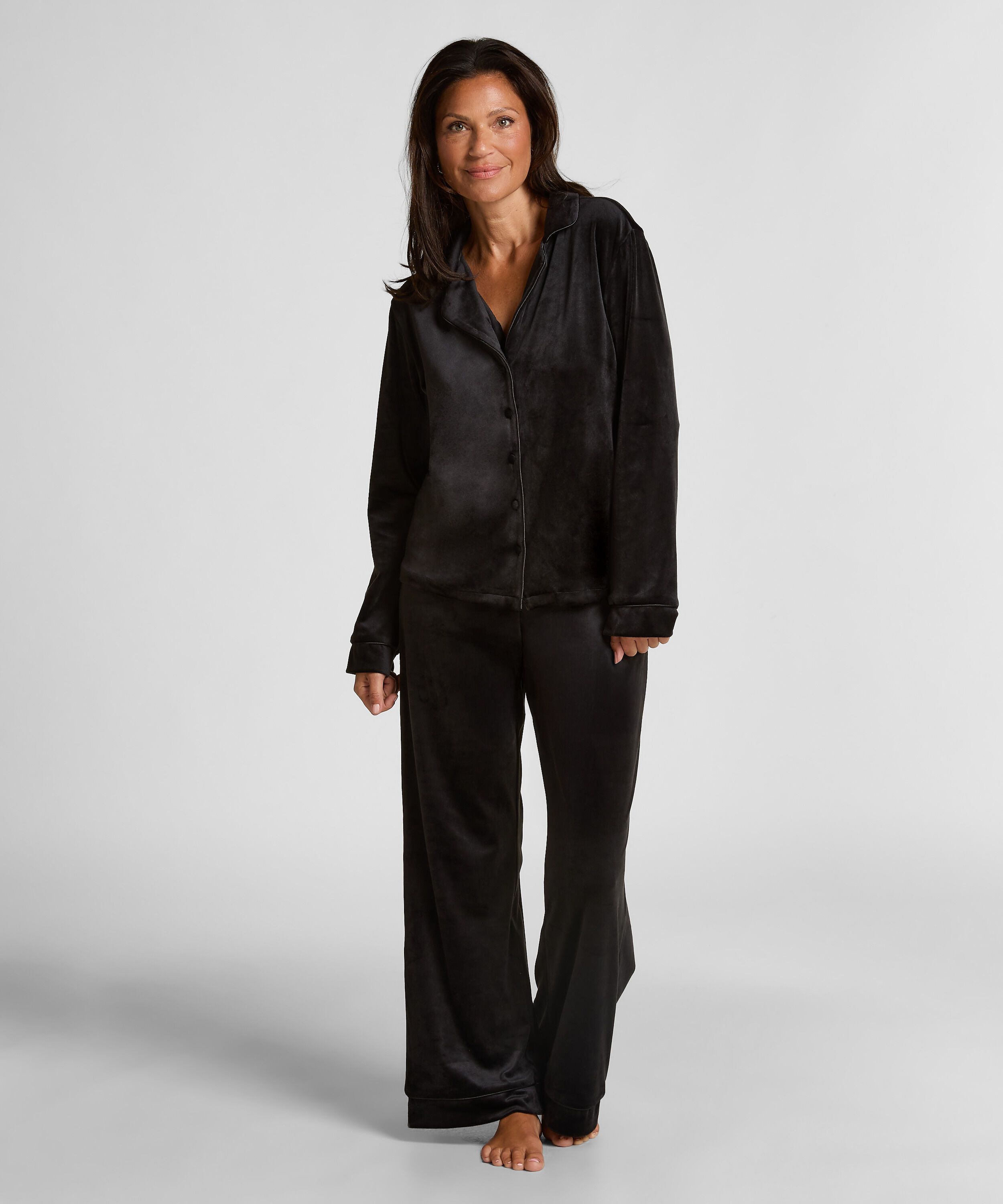 Velvet Pyjama Pants, Black