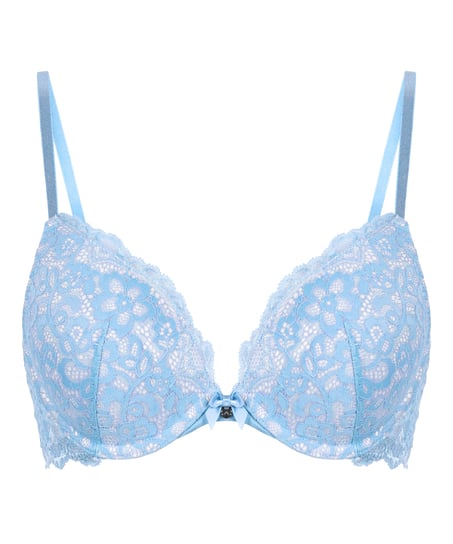 Marine Padded Push-Up Underwired Bra, Blue