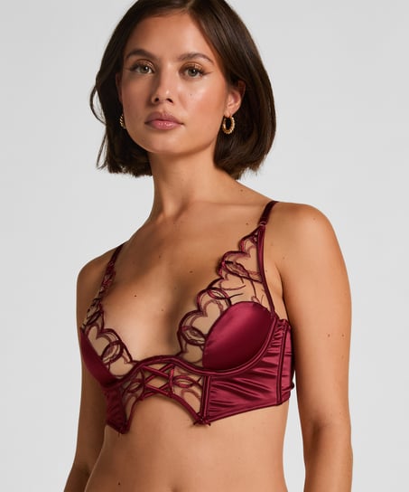 Olivia Non-Padded Underwired Longline Bra, Red