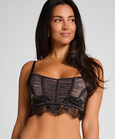 Cynthia Non-Padded Longline Underwired Bra, Black