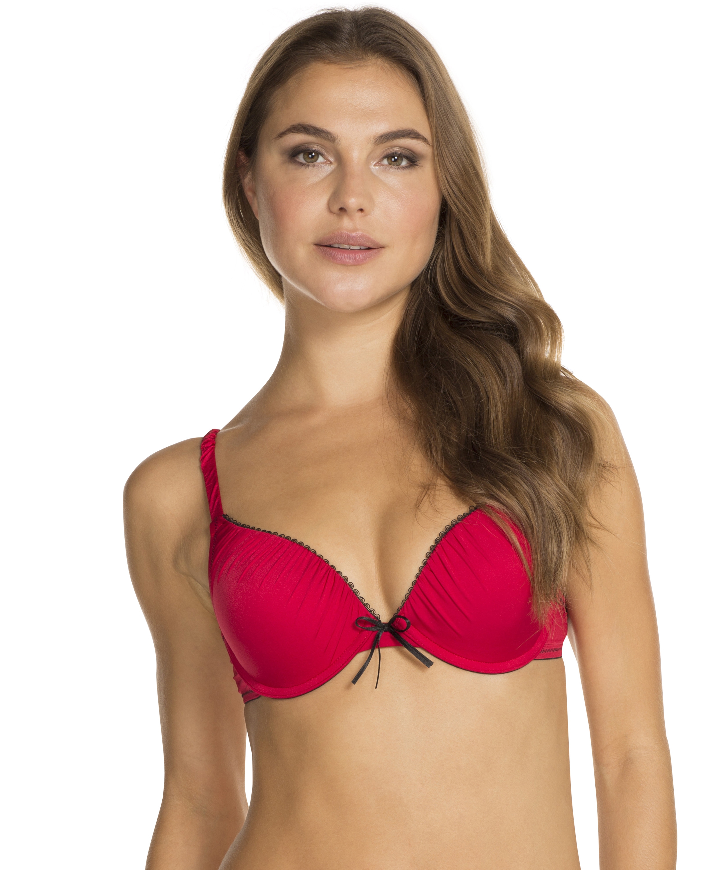 Padded underwired push-up bra Giselle, Red, main