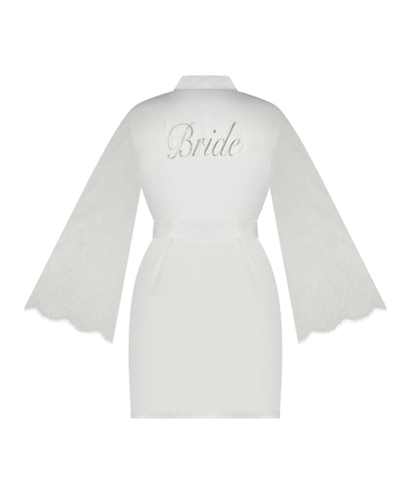 Bride Satin Kimono, White