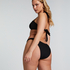 Crinkle High-Leg Bikini Bottoms, Black