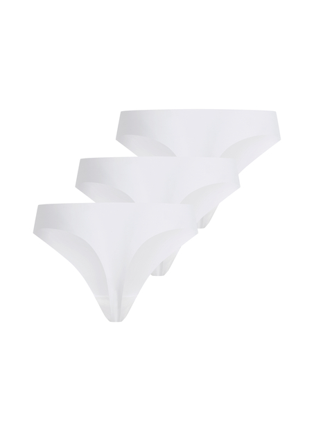 3 Pack Lace Black Invisible Thong, White