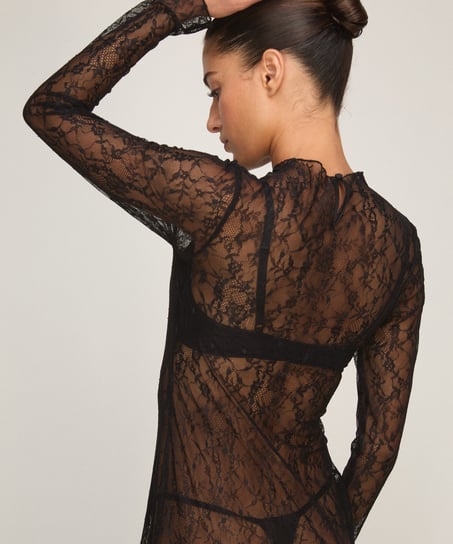 Slipdress Allover Lace, Black