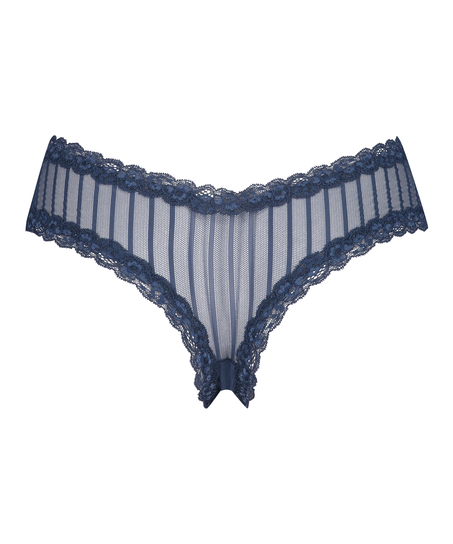 V-shaped Brazilian knickers mesh, Blue