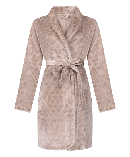 Fleece Bathrobe, Beige