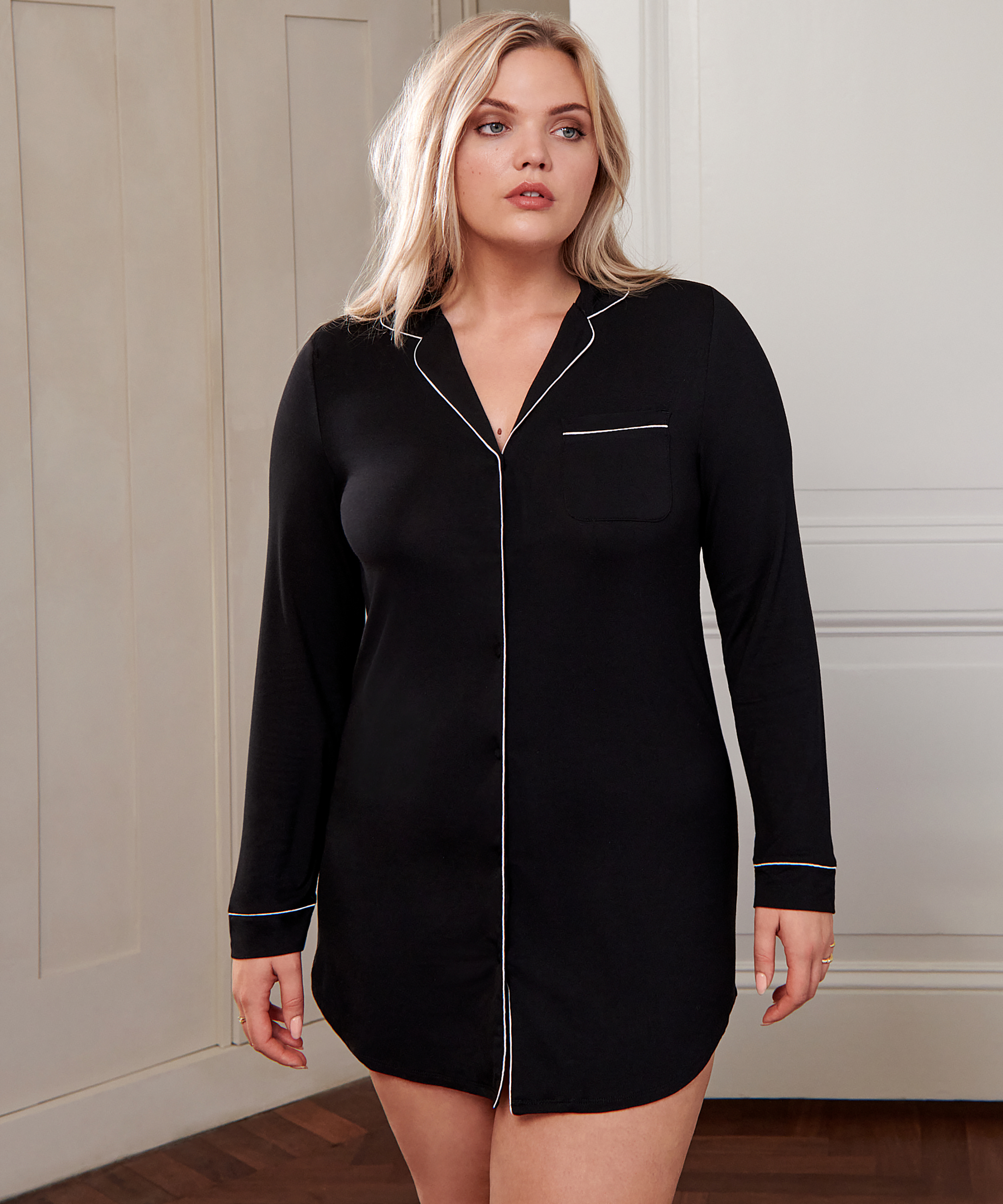 Essential Jersey Shirtdress, Black, main