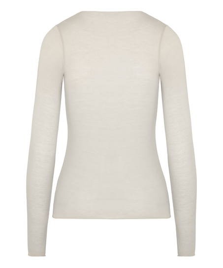 super soft Lace V-Neck shirt with Cashmere, Beige